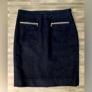 J. Crew Navy Wool Pencil Skirt with Front Pockets